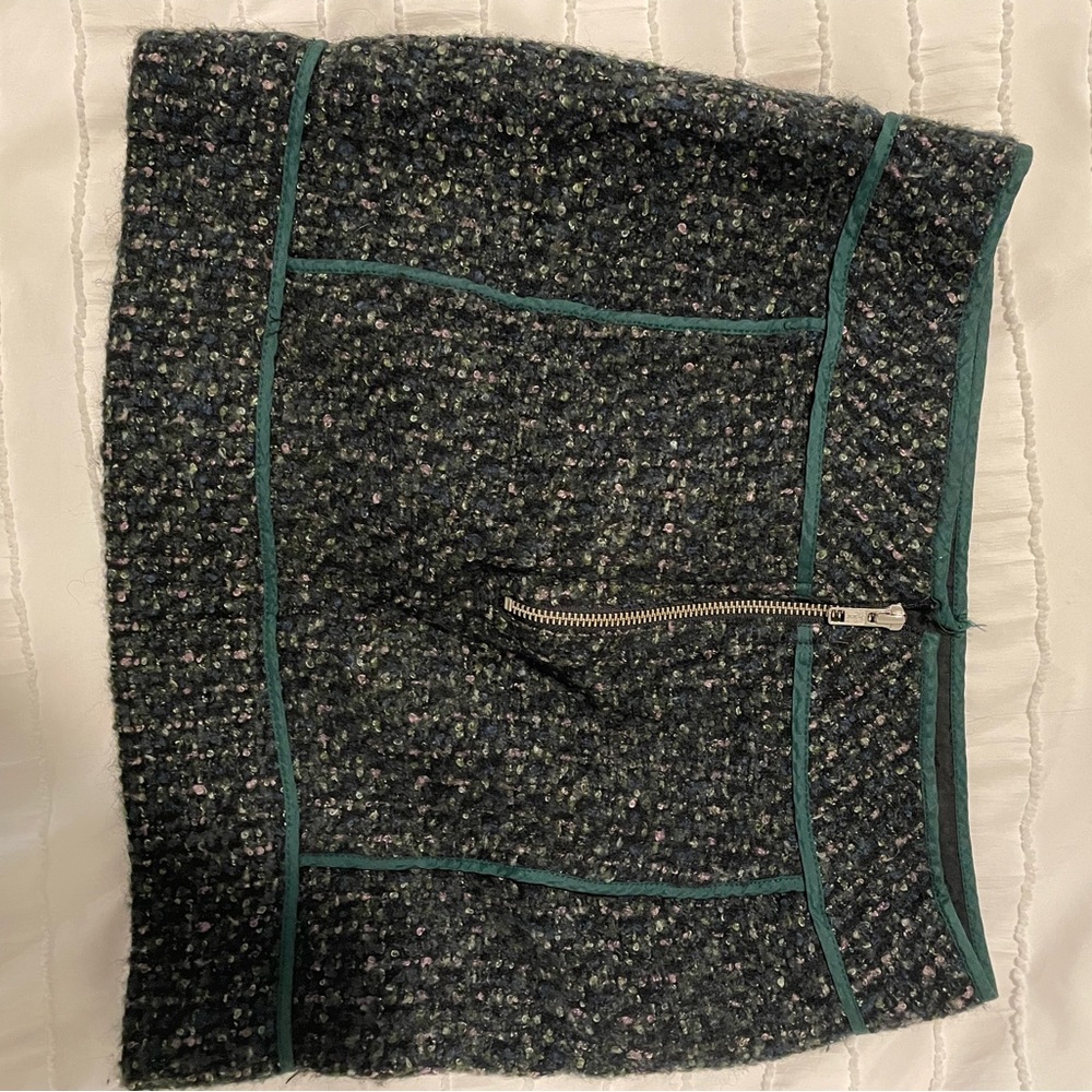 J. Crew Tweed Mini Skirt - Black and Teal